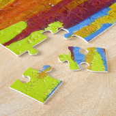 Abstracte kunstregenboogstrepen verfdruppelaar legpuzzel (Zijkant)