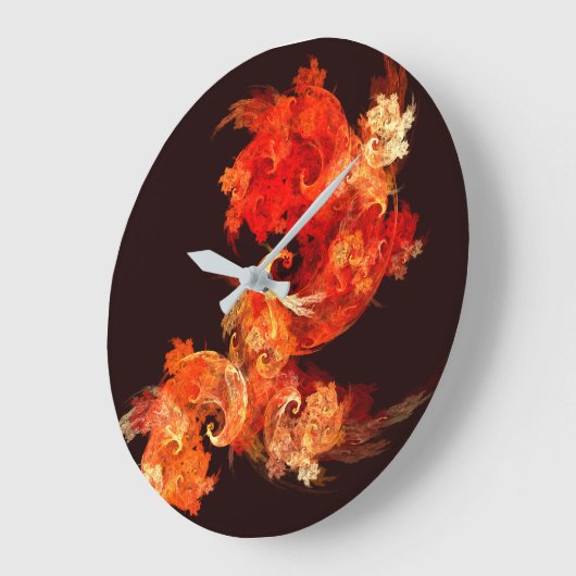 Abstracte kunstronde over dansende vuurvogels grote klok (Hoek)