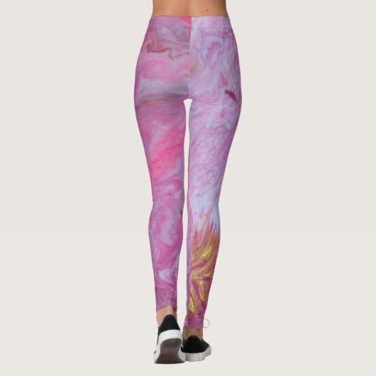 Abstracte kunstroze leggings (Achterkant)
