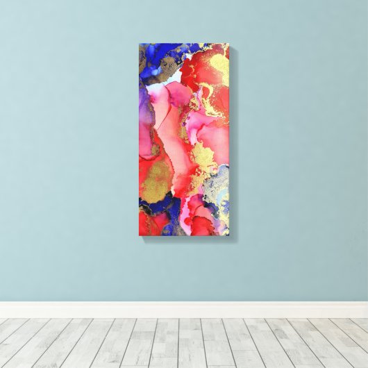 Abstracte kunstroze Paarse goudalcoholinkt Canvas Afdruk (Insitu (Houten vloer))