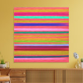 Abstracte kunstroze verfregenboogstrepen canvas afdruk (Insitu (Woonkamer))