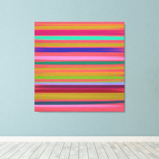 Abstracte kunstroze verfregenboogstrepen canvas afdruk (Insitu (Houten vloer))