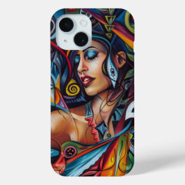 Abstracte kunstschelp iPhone 15 case