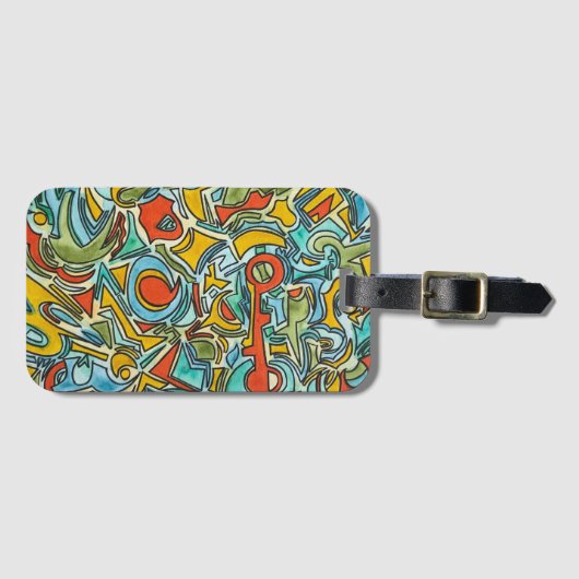 Abstracte kunstschilderen met schilderingen op de bagagelabel (Voorkant (horizontaal))