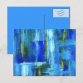 Abstracte kunstschilderende blauwe groene goudpens briefkaart (Voorkant / Achterkant)