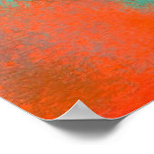 Abstracte kunstschilderij, Rood, Oranje, Aqua, Tea Poster (Hoek)