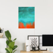 Abstracte kunstschilderij, Rood, Oranje, Aqua, Tea Poster (Thuiskantoor)