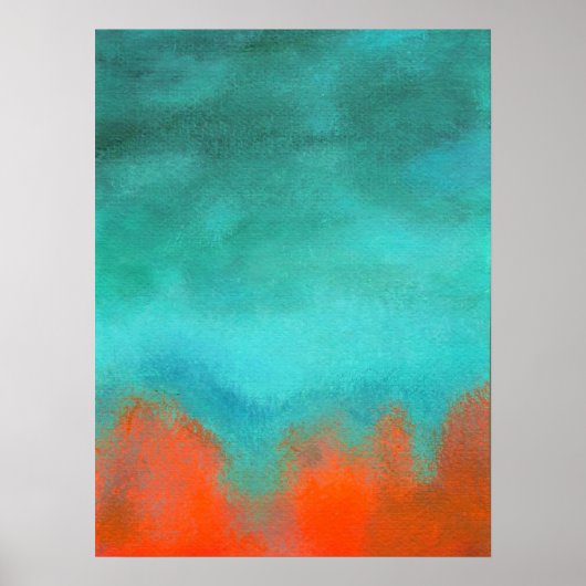Abstracte kunstschilderij, Rood, Oranje, Aqua, Tea Poster (Voorkant)