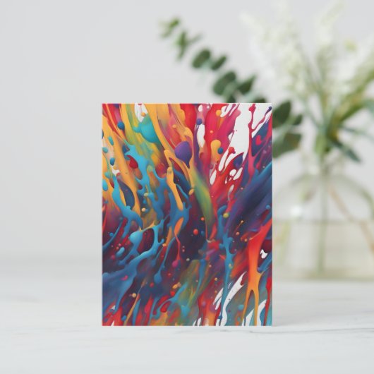 Abstracte kunstschildering briefkaart (Staand voorkant)