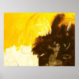 Abstracte kunstschildering druipt spat gele bruin poster