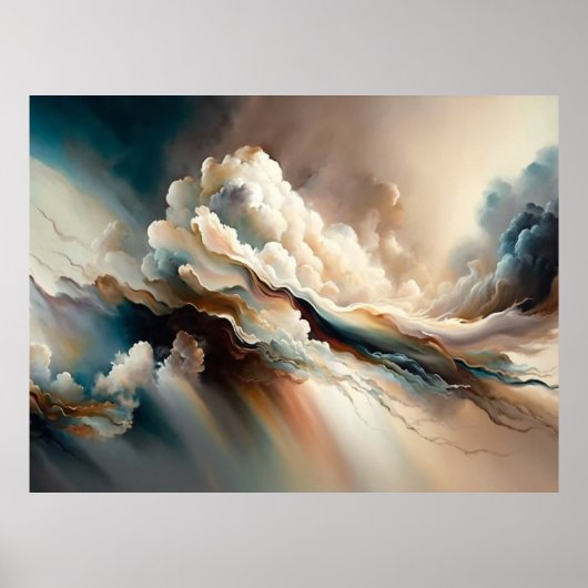 Abstracte kunstschildering met moderne wolken poster (Voorkant)