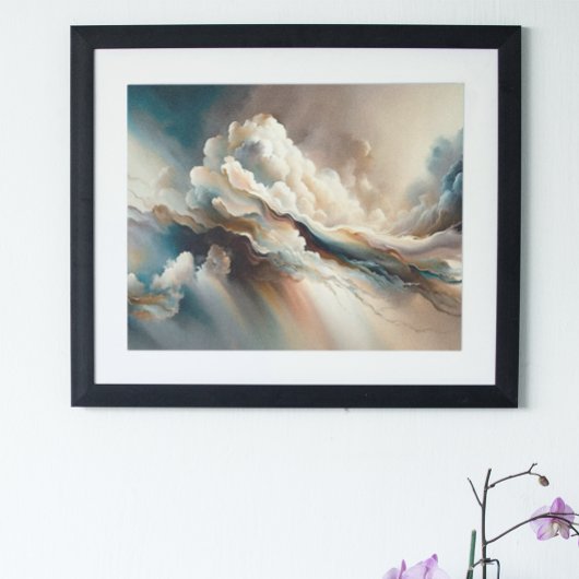Abstracte kunstschildering met moderne wolken poster