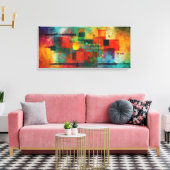 Abstracte kunstschildering op doek canvas afdruk (Insitu (Woonkamer))