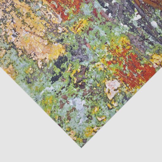 Abstracte kunstschildering van groene gele ontkopp tissuepapier (Detail)