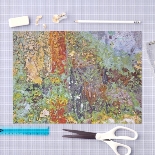 Abstracte kunstschildering van groene gele ontkopp tissuepapier (Craft)