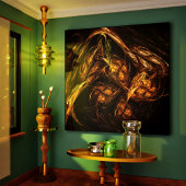 Abstracte kunstschildertekening Moeder Aarde Afdru Canvas Afdruk