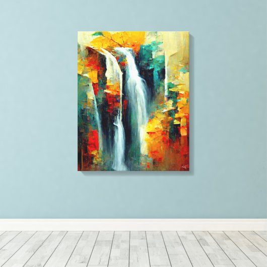 Abstracte kunstschilderwaterval canvas afdruk (Insitu (Houten vloer))