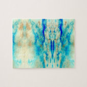 Abstracte kunstschildpad roomblauw puzzel (Horizontaal)