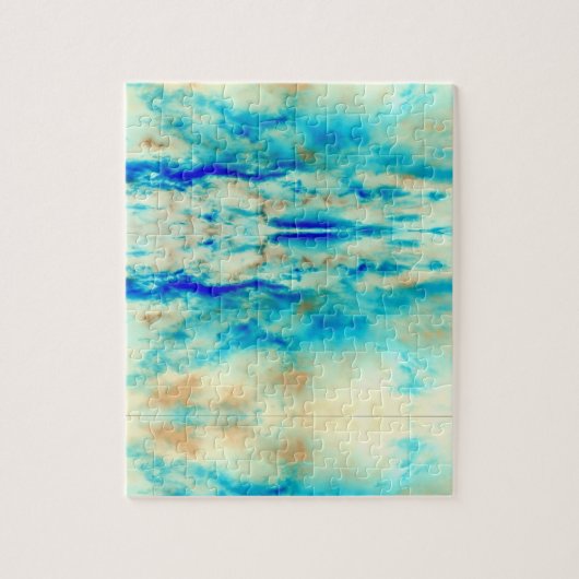 Abstracte kunstschildpad roomblauw puzzel (Verticaal)