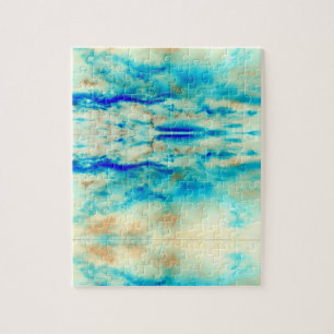 Abstracte kunstschildpad roomblauw puzzel legpuzzel