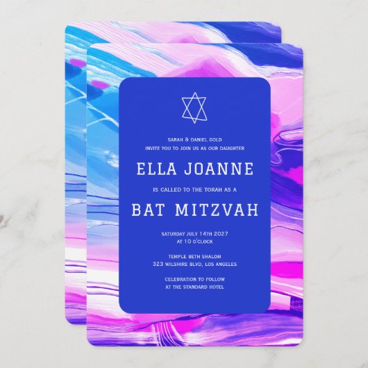 Abstracte kunstster van David Custom Bar Bat Mitzv Kaart (Voorkant / Achterkant)