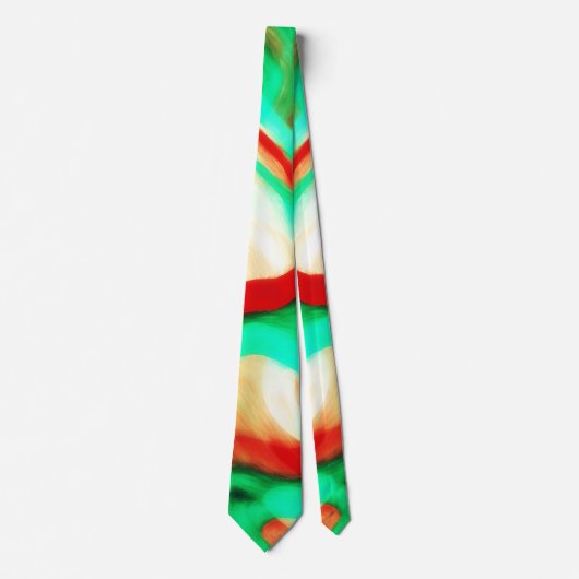 Abstracte Kunststrik Rood Aqua Groen Amber Stropdas (Voorkant)