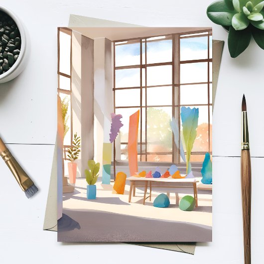 Abstracte Kunststudio | Helder Luchtig Aquarel Briefkaart