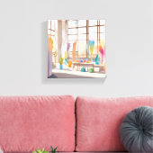 Abstracte Kunststudio | Helder Luchtig Aquarel Canvas Afdruk (Insitu (Woonkamer))