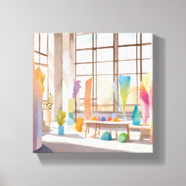 Abstracte Kunststudio | Helder Luchtig Aquarel Canvas Afdruk