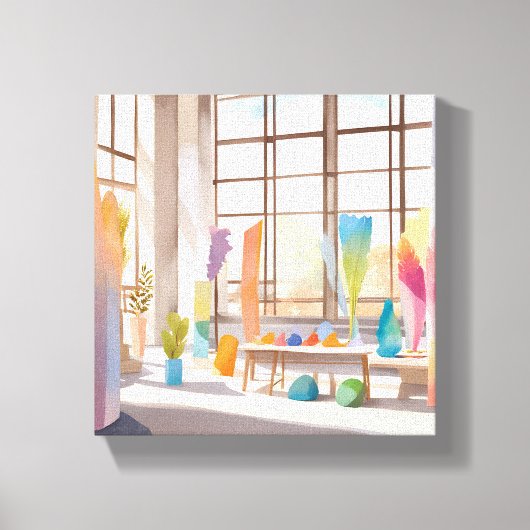 Abstracte Kunststudio | Helder Luchtig Aquarel Canvas Afdruk (Voorkant)