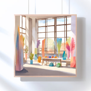 Abstracte Kunststudio   Helder luchtig Aquarel Poster