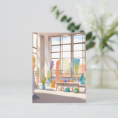 Abstracte kunststudio | Heldere, luchtige Waterver Briefkaart (Staand voorkant)