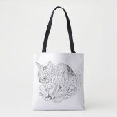 Abstracte kunsttekening voor kleurbaar kat tote bag (Voorkant)