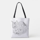 Abstracte kunsttekening voor kleurbaar kat tote bag (Achterkant)