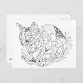 Abstracte kunsttekentekening voor kleurbaar kat vo briefkaart (Voorkant / Achterkant)