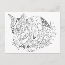 Abstracte kunsttekentekening voor kleurbaar kat vo briefkaart