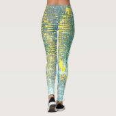 Abstracte kunsttextuur Geel Bord Turquoise Blauw Leggings (Achterkant)