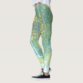 Abstracte kunsttextuur Geel Bord Turquoise Blauw Leggings (Links)
