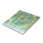 Abstracte kunsttextuur Geel Bord Turquoise Blauw Tegeltje (Zijkant)