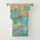 Abstracte kunsttextuur schilderen Turquoise Red Gr Bad Handdoek (Insitu)