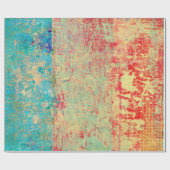 Abstracte kunsttextuur schilderen Turquoise Red Gr Cadeaupapier (Vlak)