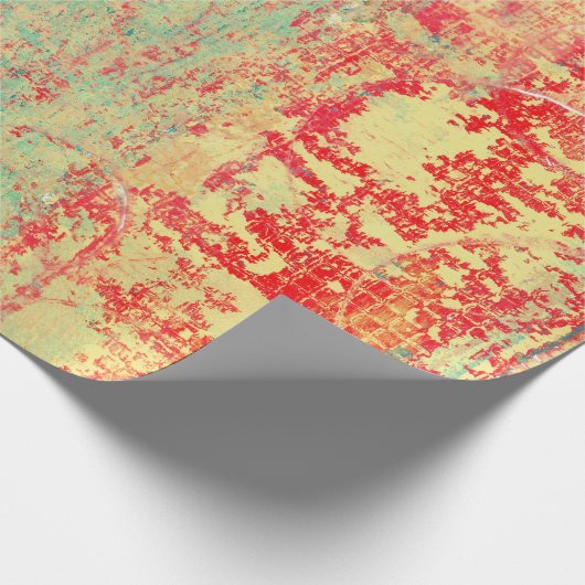 Abstracte kunsttextuur schilderen Turquoise Red Gr Cadeaupapier (Hoek)