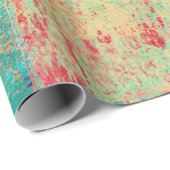 Abstracte kunsttextuur schilderen Turquoise Red Gr Cadeaupapier (Rol Hoek)