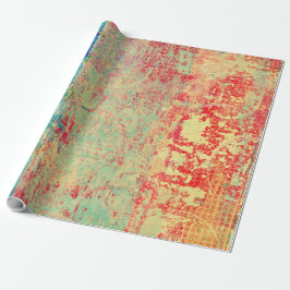 Abstracte kunsttextuur schilderen Turquoise Red Gr Cadeaupapier