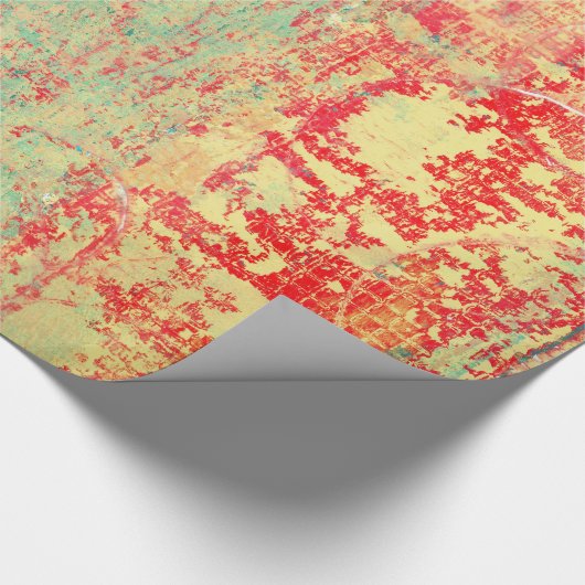 Abstracte kunsttextuur schilderen Turquoise Red Gr Cadeaupapier (Hoek)