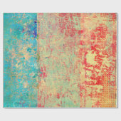 Abstracte kunsttextuur schilderen Turquoise Red Gr Cadeaupapier (Vlak)