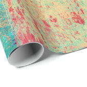 Abstracte kunsttextuur schilderen Turquoise Red Gr Cadeaupapier (Rol Hoek)