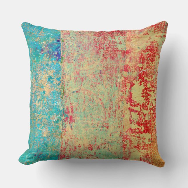 Abstracte kunsttextuur schilderen Turquoise Red Gr Kussen (Voorkant)