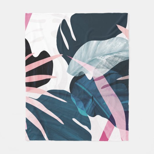 Abstracte kunsttropische bladeren achtergrond. Beh Fleece Deken (Voorkant)
