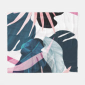 Abstracte kunsttropische bladeren achtergrond. Beh Fleece Deken (Voorkant (Horizontaal))